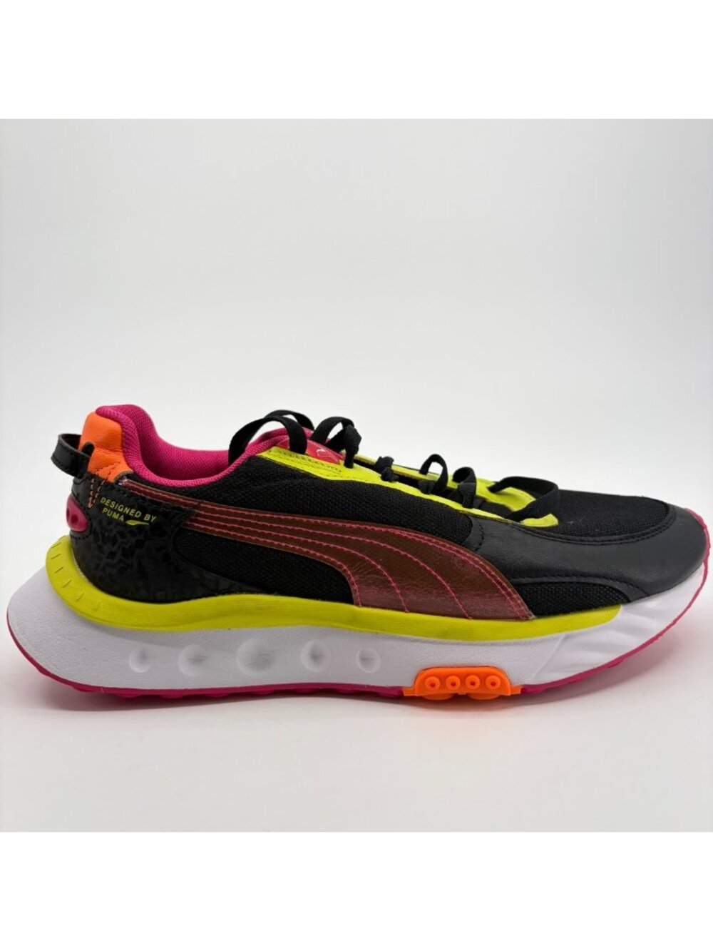 Puma Wild Rider Womens Size 9.5 Black White Athletic Running Shoes Sneakers